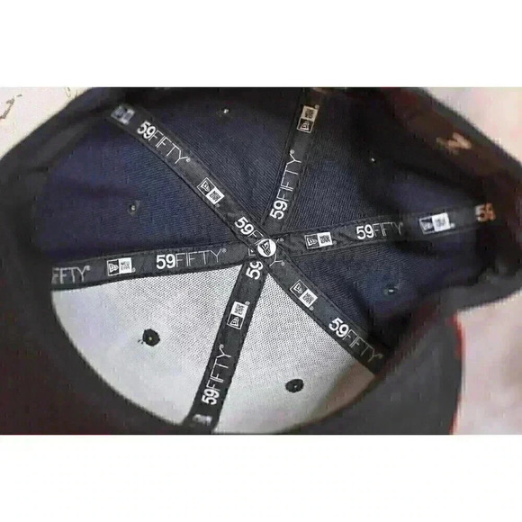 Atlanta Braves Multi Logo 59Fifty Fitted Hat Blue Size 7 Official On-Field Cap - Picture 9 of 10